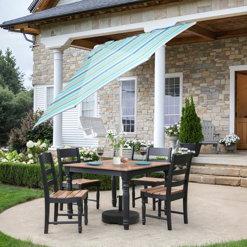 Parasol d'extérieur 9 pi 9 pi, Motif rayé vert et bleu