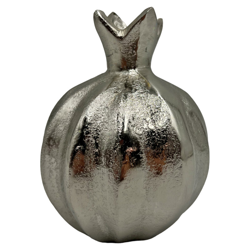 Mohorn Handmade Aluminum Pomegranate Sculpture, Silver