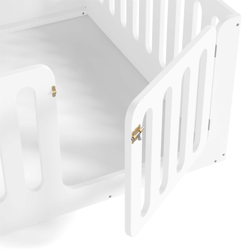Lit de plancher en bois massif pour enfants Montessori, Lit double, Blanc clair