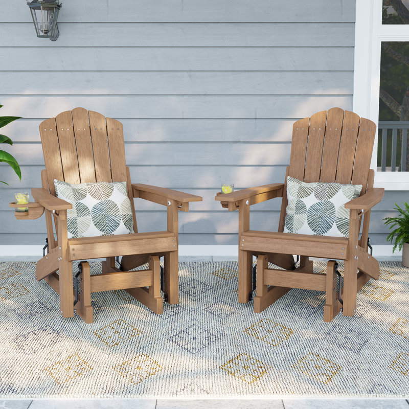Glider Adirondack Chair with 3-Position Adjustable Backrest, Smooth Motion Chair for Patio, Wood-Like HDPE Outdoor Seating for Patio, Pool, and Yard