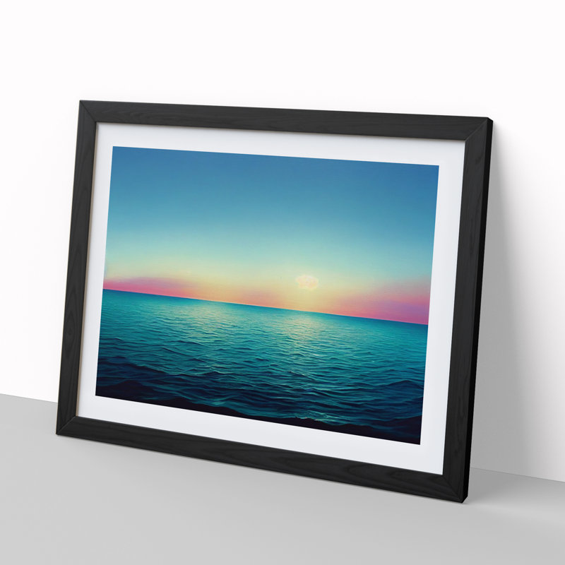 XH1022-7575X Rose Sky Above The Ocean Vol.3 - Single Picture Frame Painting, 25cm H x 34cm W x 2cm D, Black