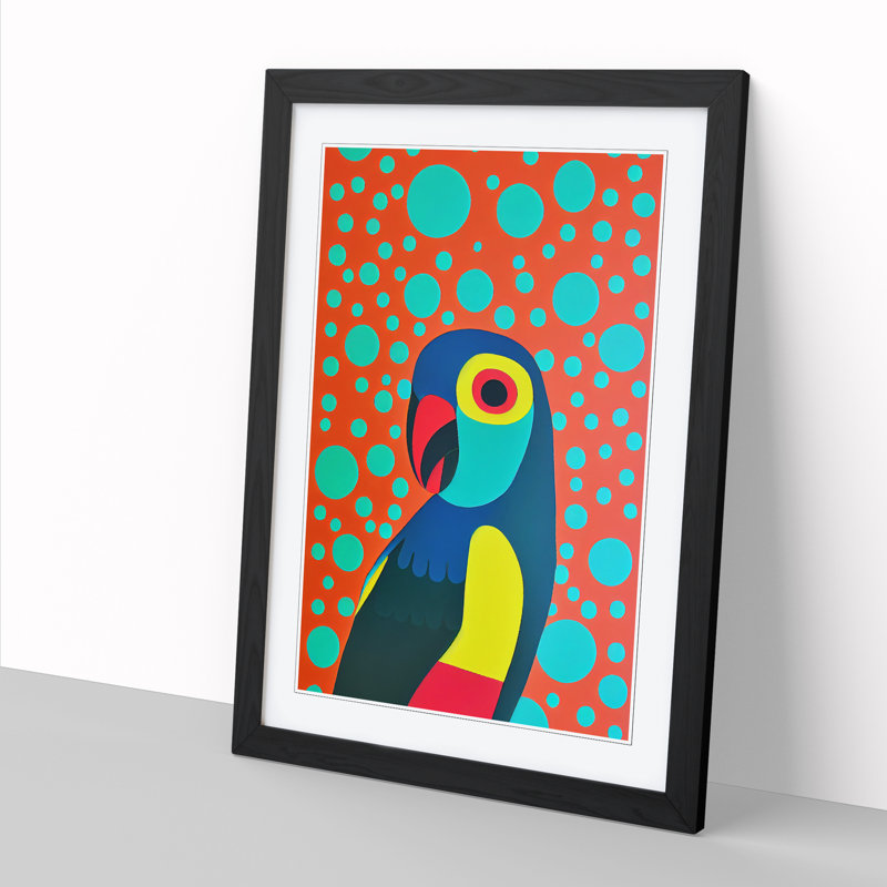 CAN-V0523-1750X Parrot Modern - Wrapped Canvas Print, Black, 34cm H x 25cm W x 2cm D
