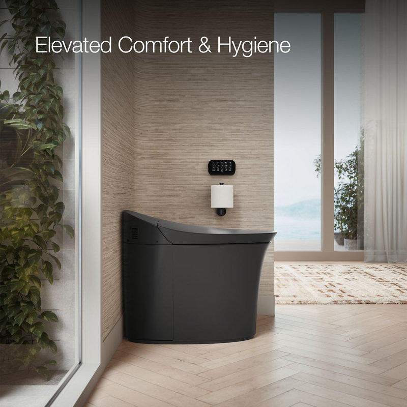 Veil™ Comfort Height Intelligent Skirted One-Piece Elongated Dual-Flush Toilet, Black