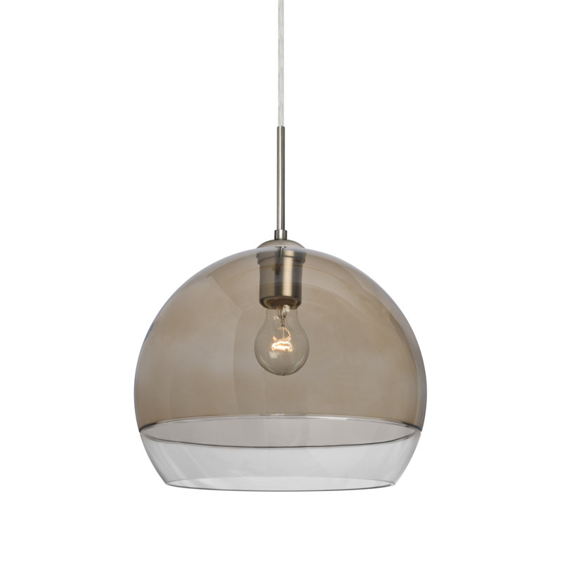 Emelia 1 - Light Single Pendant, Satin Nickel, Smoke, 9.75" H x 11.5" W x 11.5" D