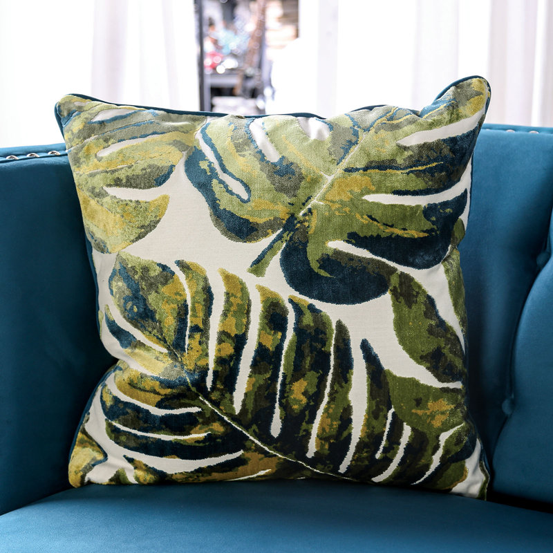 90.4" W Transitional Sofa, Dark Teal/Apple Green