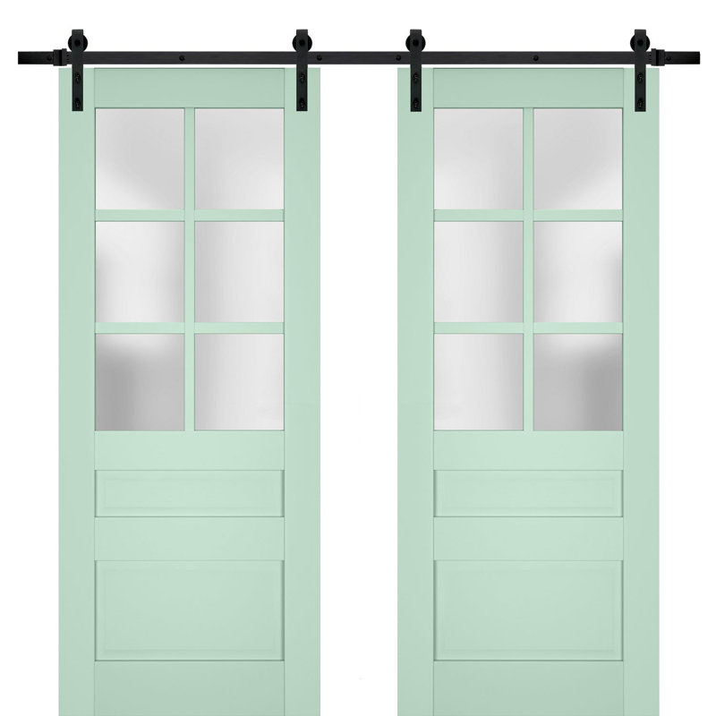 Portes de grange en bois givré Veregio, 36 po x 84 po, Olive