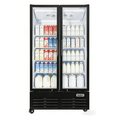 VITLIFE 26.5 Cu.Ft. Commercial Merchandiser Refrigerator, 2 Glass Door Display Refrigerator with Adjustable Shelves and LED Light, Auto Defrost, ETL Listed