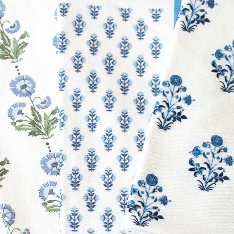 Celeste Blue Handcrafted Block Print Napkins - Set of 4