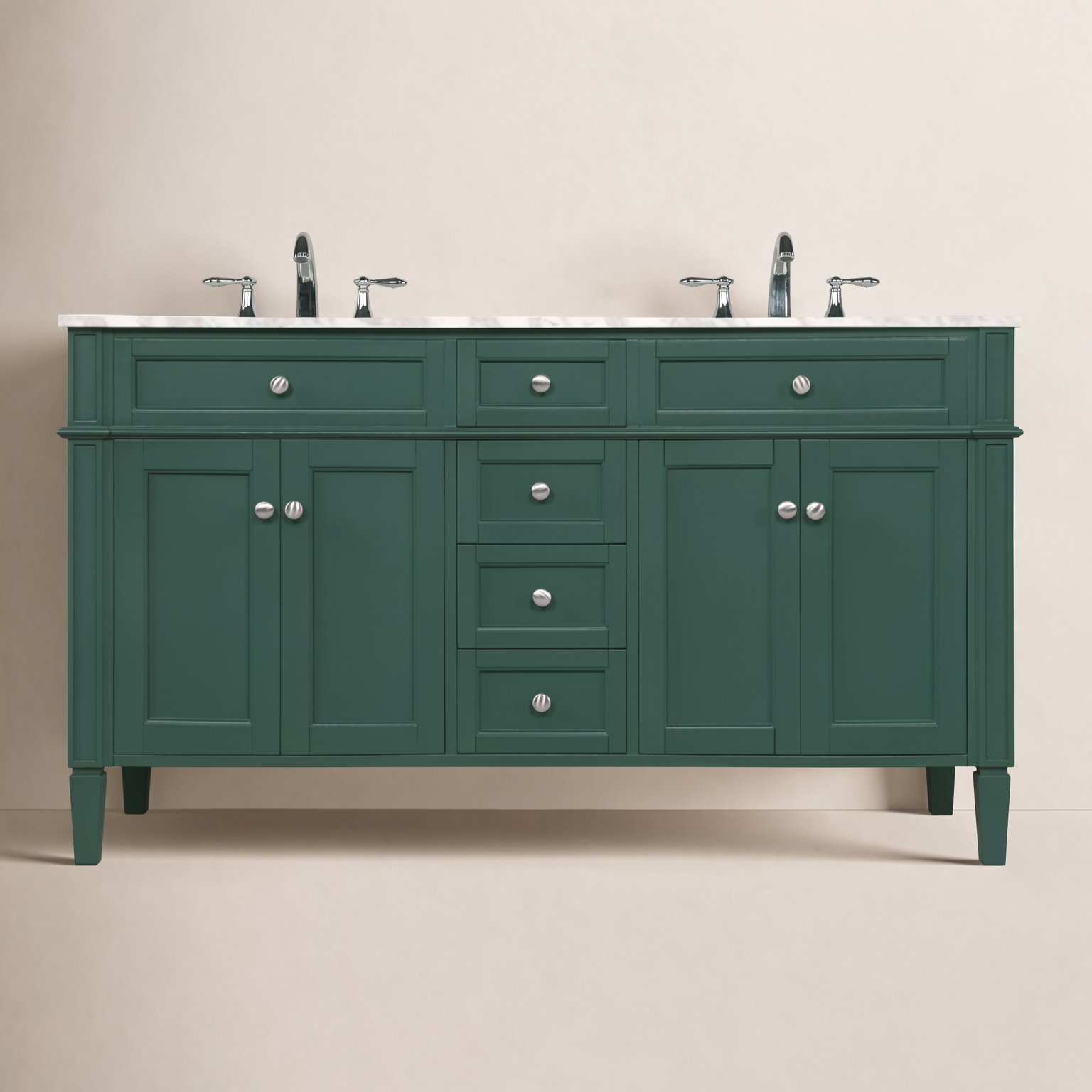Rivers 60'' Double Bathroom Vanity, Green