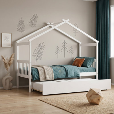 Lit simple en bois avec lit gigogne simple
