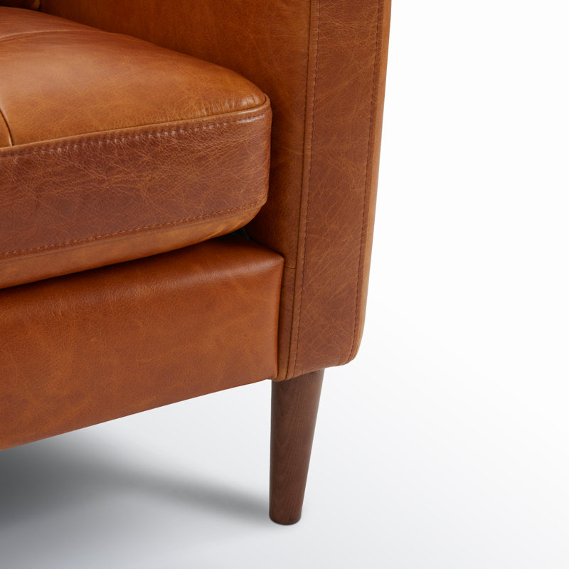 Canapé modulaire réversible en cuir véritable Daylen, Cuir véritable brun moyen