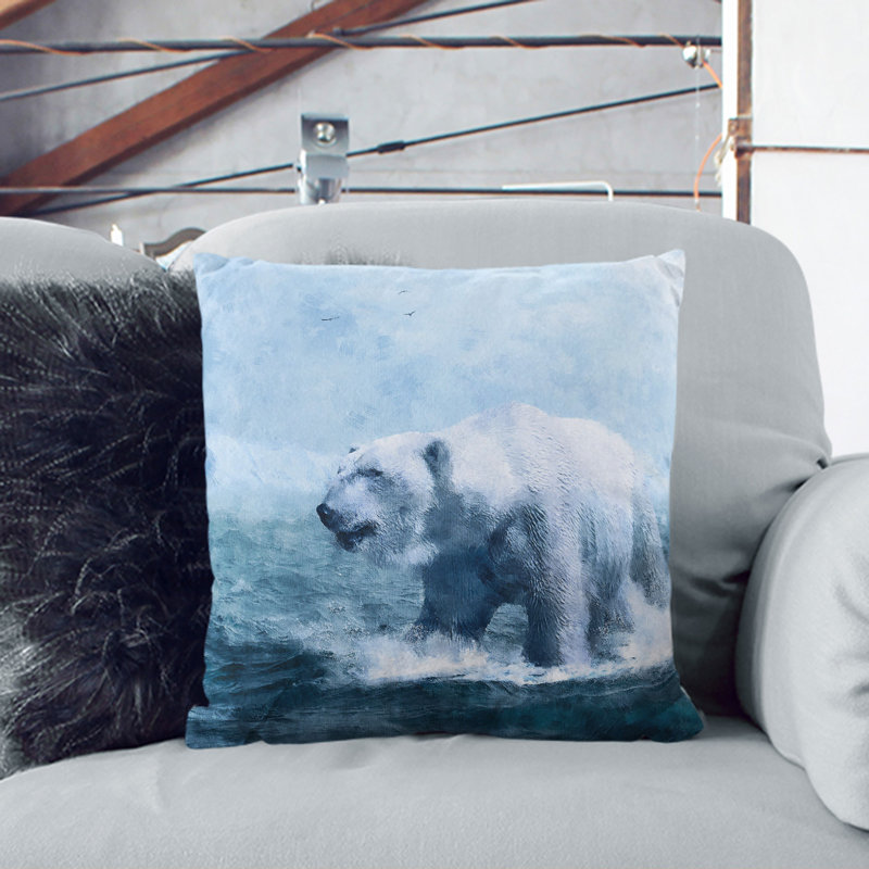 A Polar Bear Painting Square Throw Cushion, 40cm H x 40cm W x 15cm D