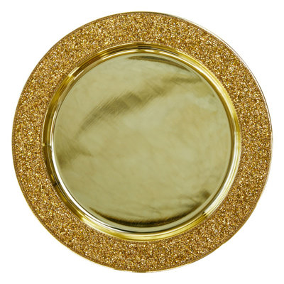 Plat de service lumineux en strass de 13 po Sparkles Home | Décoration de table ronde acrylique en acier inoxydable