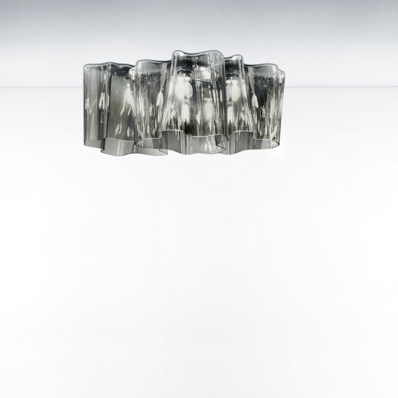 Logico Triple Linear Semi Flush Mount, Mini, Gray Smoke