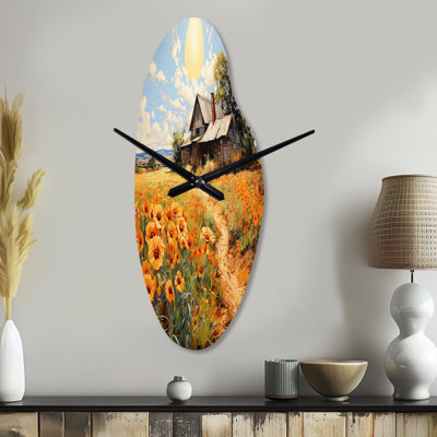 Grande ferme horloge murale jaune pointillisme II