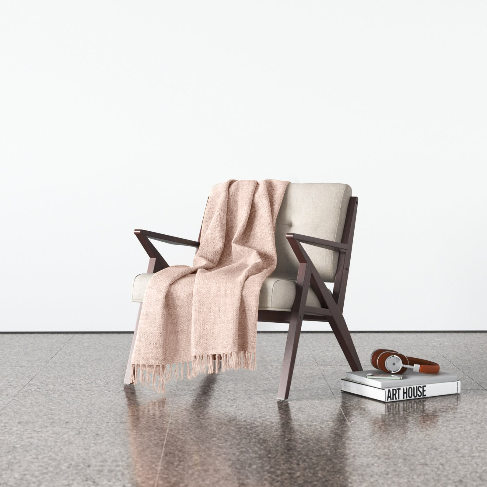 Dennie Plastic / Acrylic Throw Blanket, Pale Pink