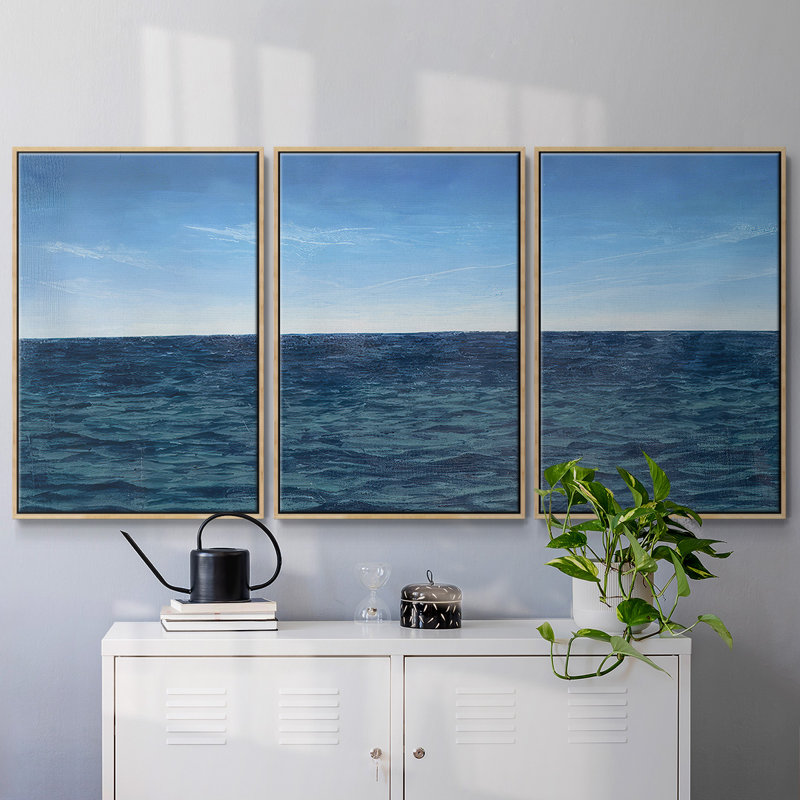 Open Water II, reproduction sur toile 3 pièces, H 24 po x l 48 po x P 2 po, Encadré naturel