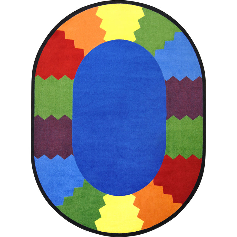 Joy Carpets Kid Essentials Block Party Rug Area Rug, Oval 5'4" x 7'8"