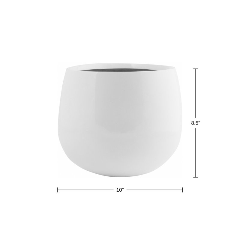 Outdoor Glossy White Fiberstone Pot