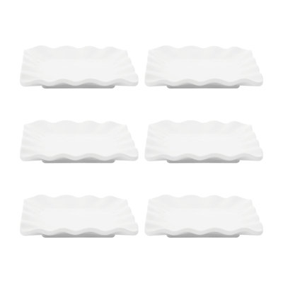 6-Piece White 5.5 inch Square Plate