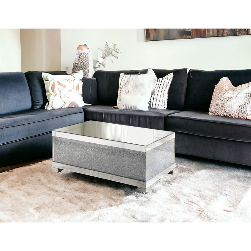 Milomir Mirrored Glass Top Rectangular Coffee Table