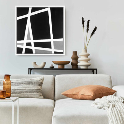 Toile abstraite industrielle blanche | Décor noir et blanc