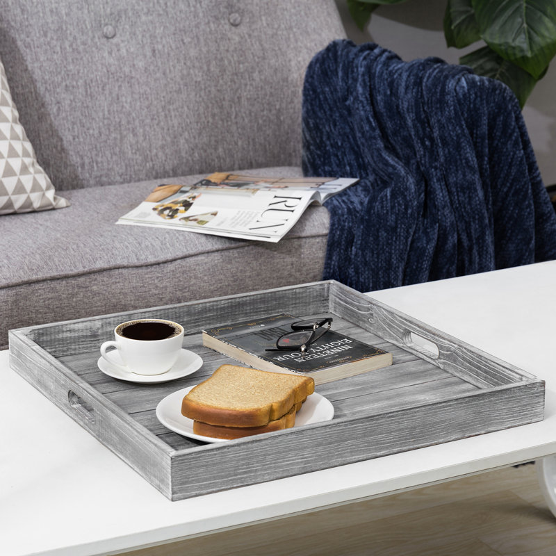 Wooden Ottoman/Coffee Table Tray, Grey