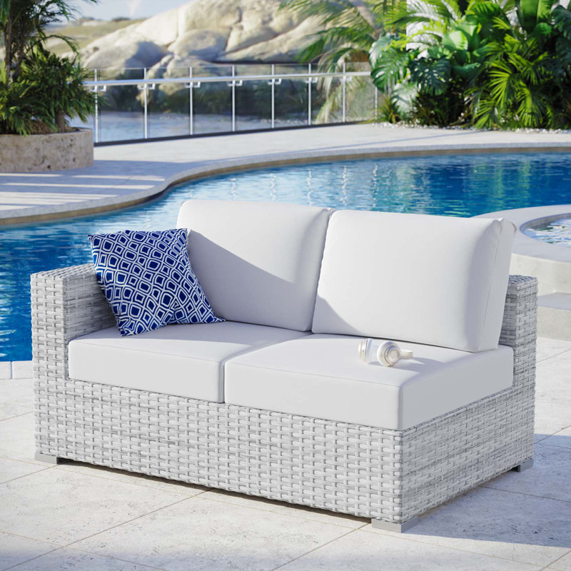 Convene Outdoor Patio Left-Arm Loveseat, Left Hand Facing, White
