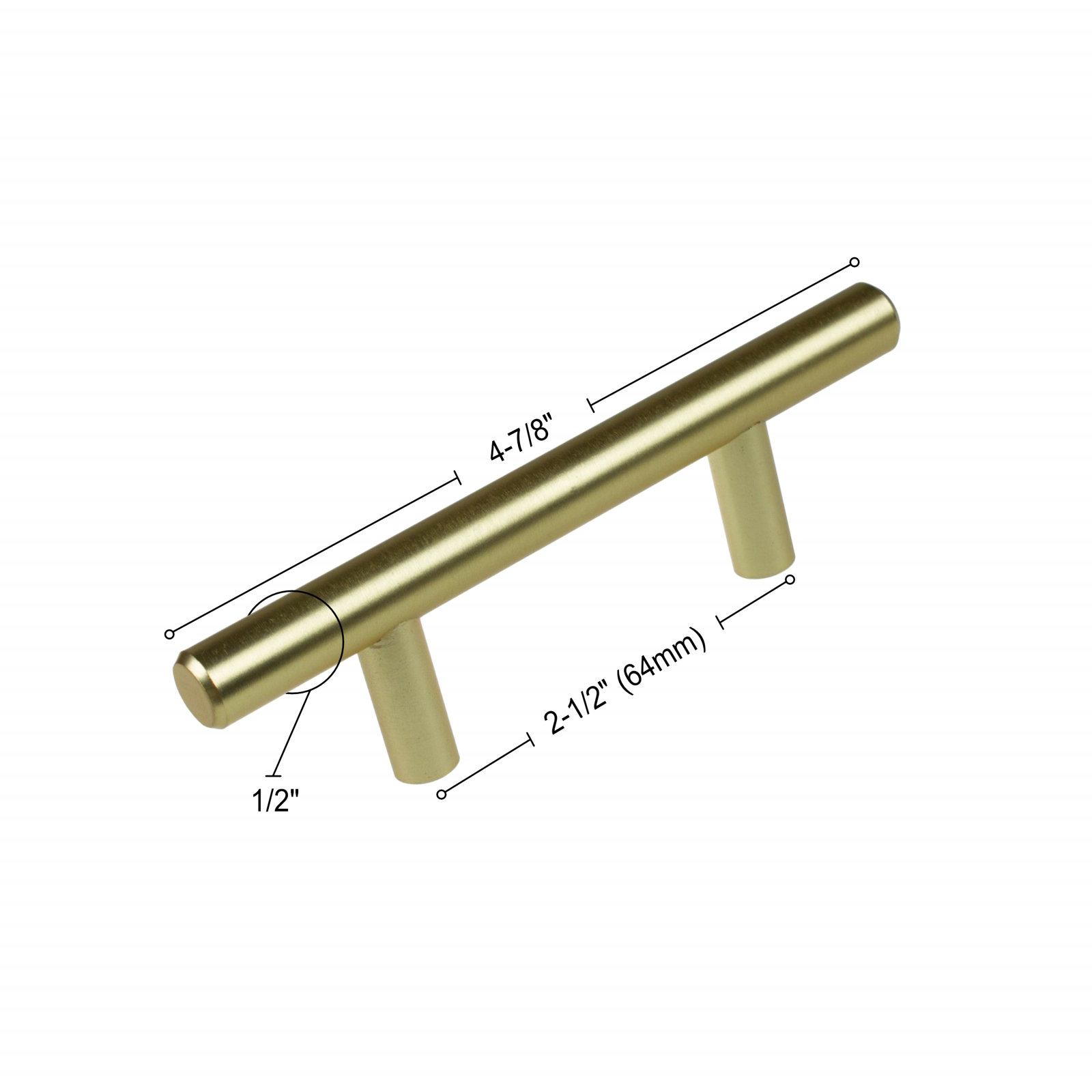 Roman Modern Bar Cabinet Pull, 2 1/2", Satin Gold