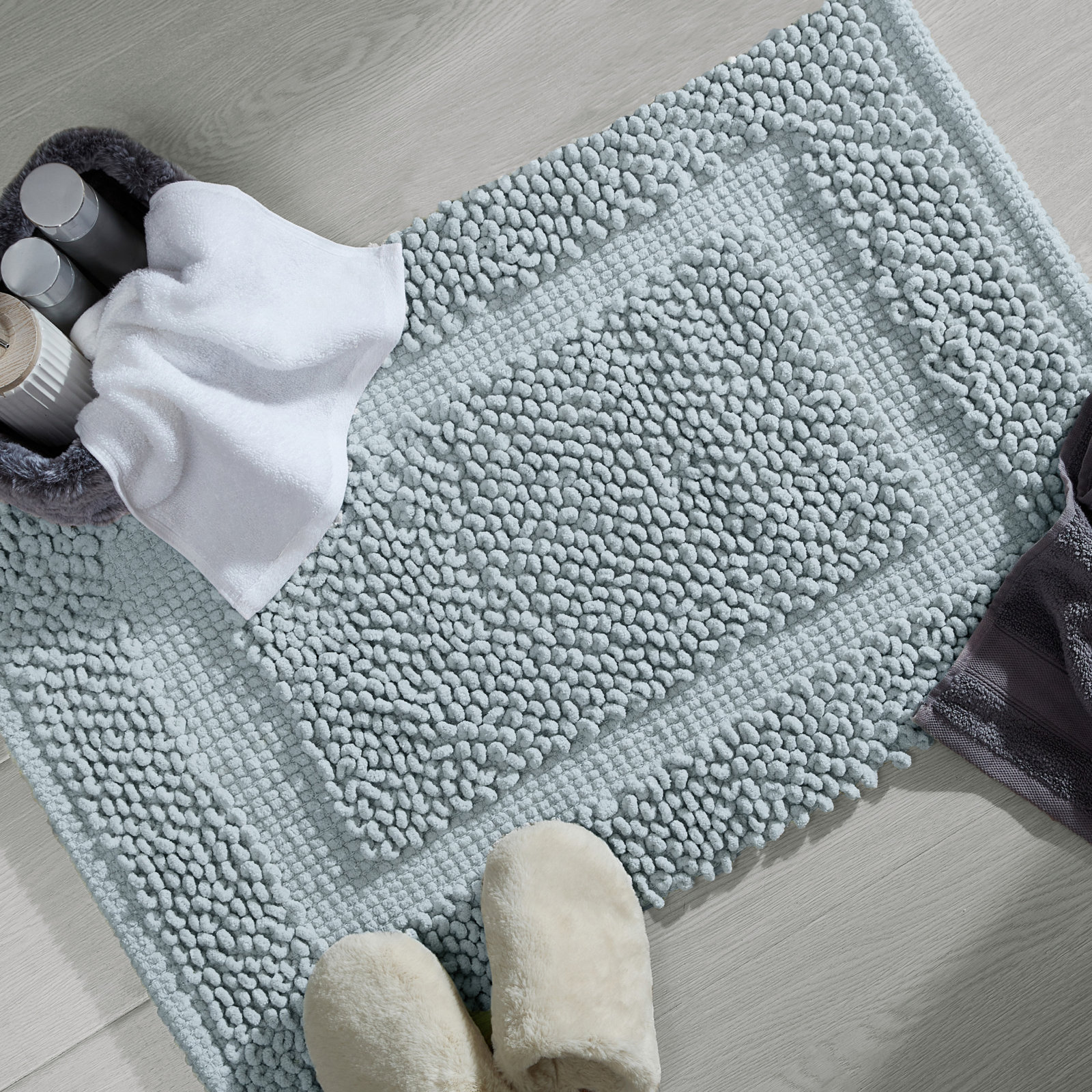 Payten Classic Cotton Bath Mat, Single - 20"W x 32"L, Pale Blue