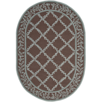 Tapis brun en laine crocheté à la main Hollander
