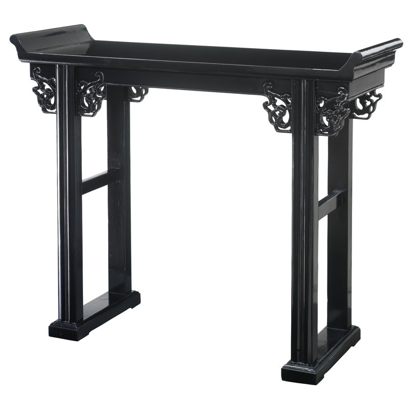 Hangzhou 115cm Solid Wood Console Table, Black Lacquer