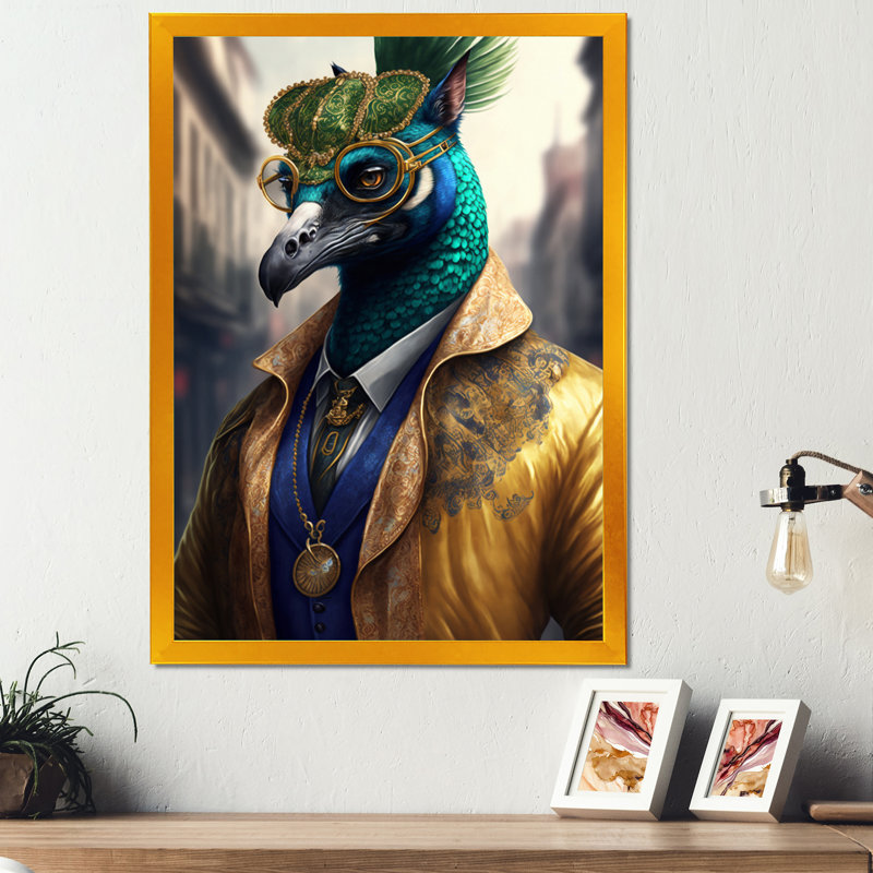 «Peacock Gangster in NYC III», impression sur toile, H 32 po x l 24 po x P 1 po, Impression dorée sur toile encadrée