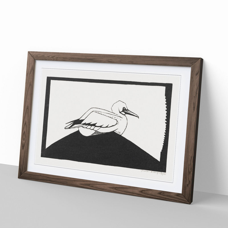 Northern Gannet by Samuel De Mesquita - Picture Frame Painting, 27cm H x 36cm W x 2cm D, Walnut Framed