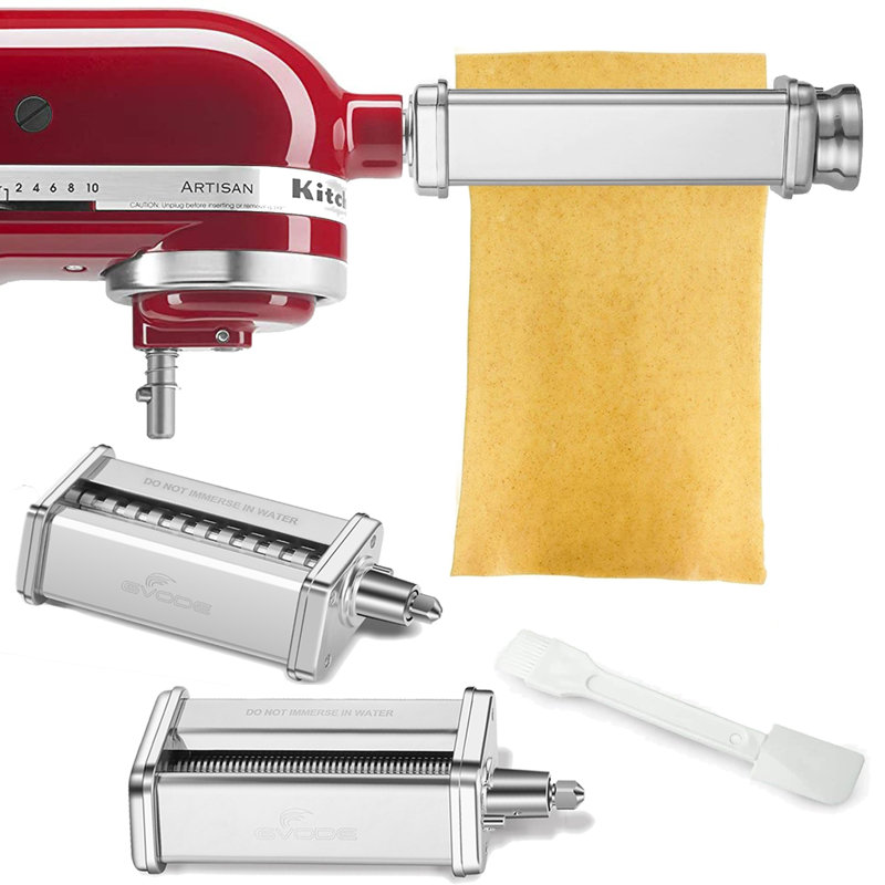 Gvode 3 pc, 3-in-1 Pasta Attachment, Compatible with KitchenAid®, All-Metal Roller & Cutters