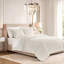 Ensemble de couvre-lit matelassé brodé en velours microfibre 3 pièces blanc Queen-135104802-135104804