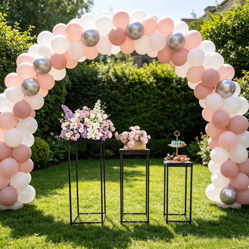 Ensemble de 3 plantes en métal, fleurs de mariage en métal, Noir