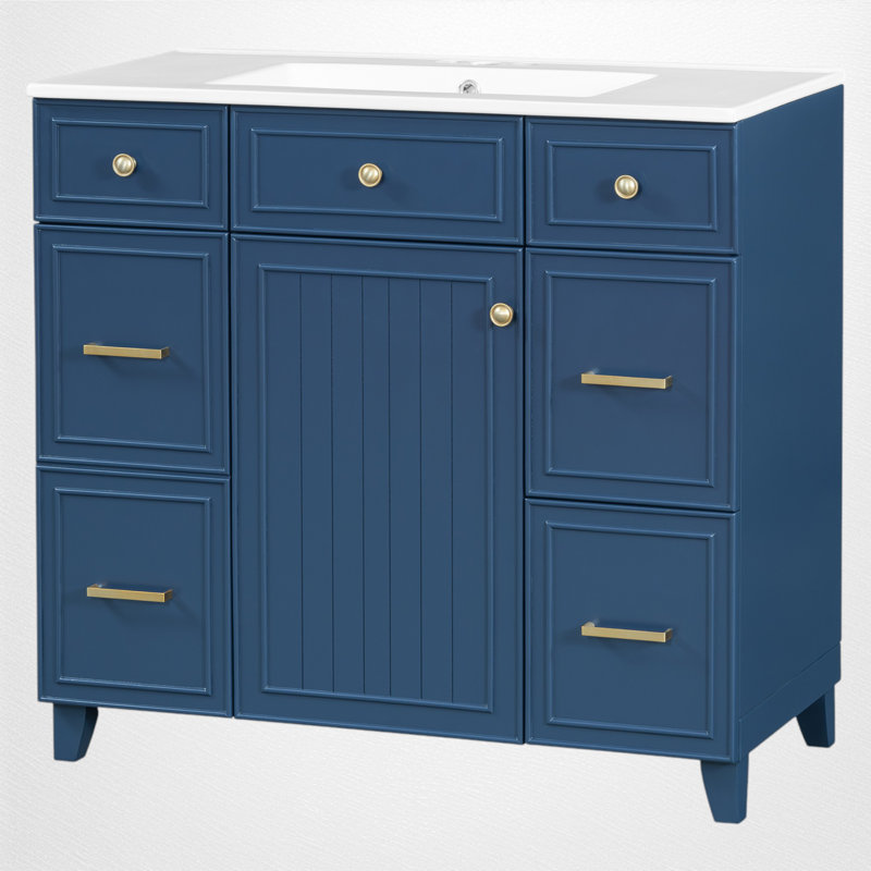 Ensemble de meuble-lavabo simple 36 po Damyron, Bleu marine