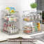 Organisateur de salle de bain transparent - 2 ensembles de rangement coulissant à 3 niveaux avec 2 tasses et 6 diviseurs, organisateur sous-comptoir et armoire polyvalent