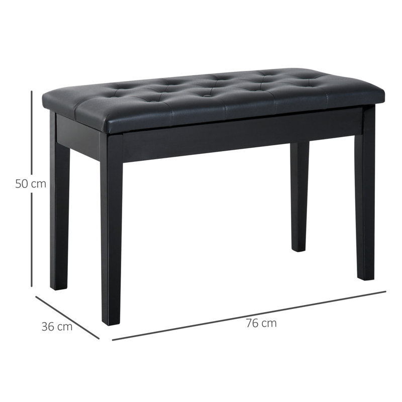 Hoagland Faux Leather Upholstered Storage Bench, Black