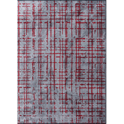Rapture Red/Gray Abstract Luxury Area Rug