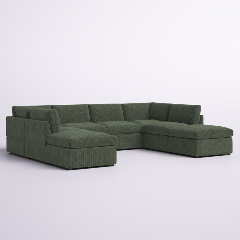 Arvill Corduroy U-Shaped Sectional, Green