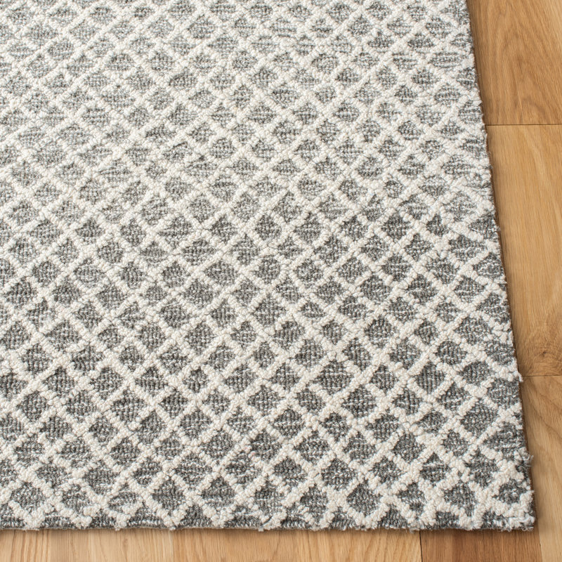 Micro-Loop Hand Tufted Wool And Cotton Geometric Rug, Rectangle 6' x 9'