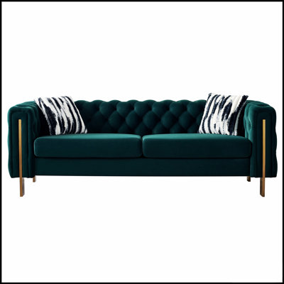 Modern Velvet Sofa with Tufted Back and Durable Frame, Perfect for Comfort and Style in Any Living Space.
