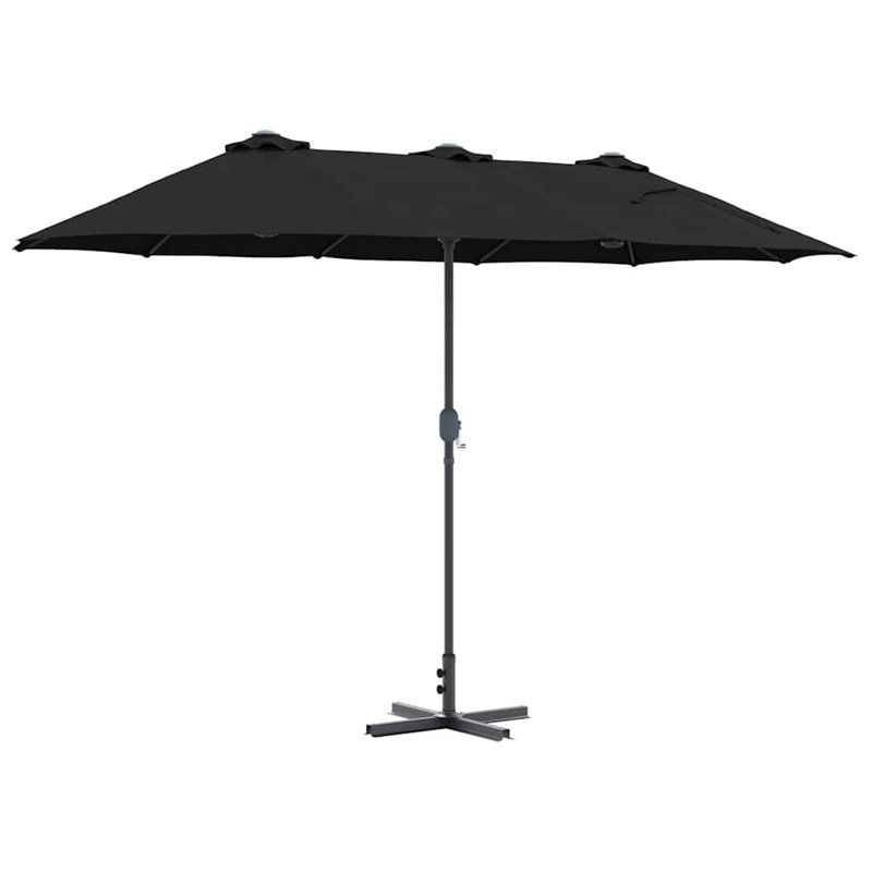 Garden Parasol Polyester and Aluminium Outdoor Shade UV Sun Protection, Black