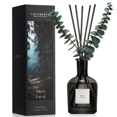 COCORRÍNA Black Forest 6.76 Fl Oz Reed Diffuser with 8 Reeds & Dried Flowers, Long Lasting Home Fragrance for Bedroom Bathroom Office Decor