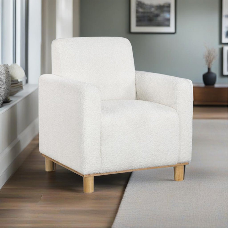 Chaise avec accoudoirs en tissu White Boucle