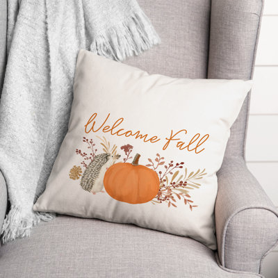  Welcome Fall Hedgehog Square Pillow Cover & Insert