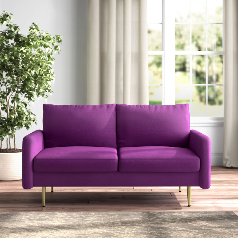Siniard 70'' Upholstered Sofa, Eggplant Velvet, 33.07" H X 71.65" W X 36.69" D