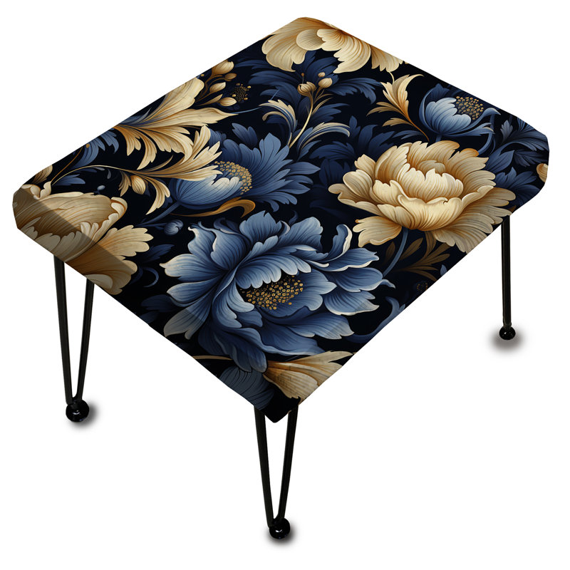 Celestial Blue Damask Mirage - Repose-pieds rectangulaire damassé